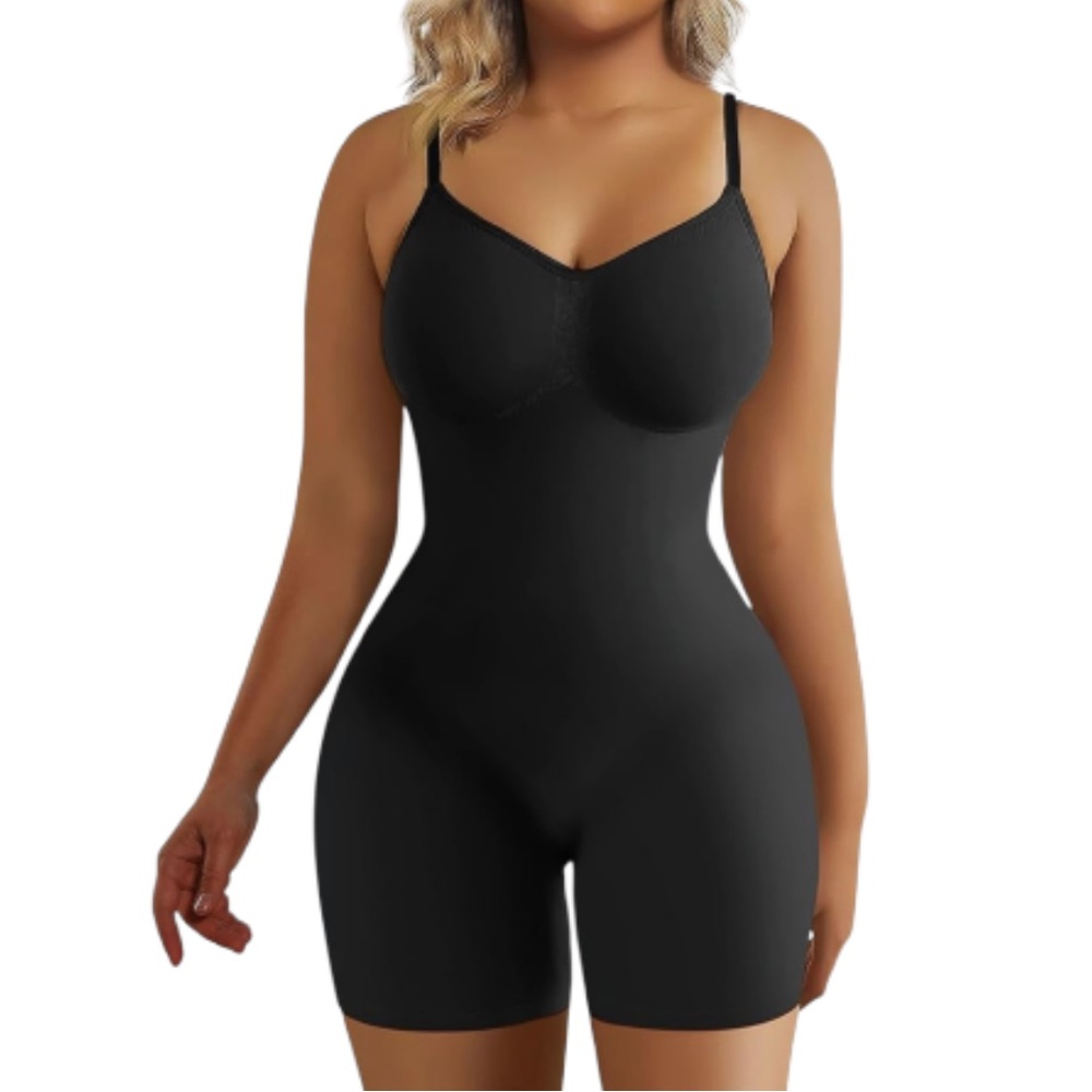 NEW! SHAPERX Shapewear Bodysuit Tummy Control Body Shaper Seamless Black SM/Med